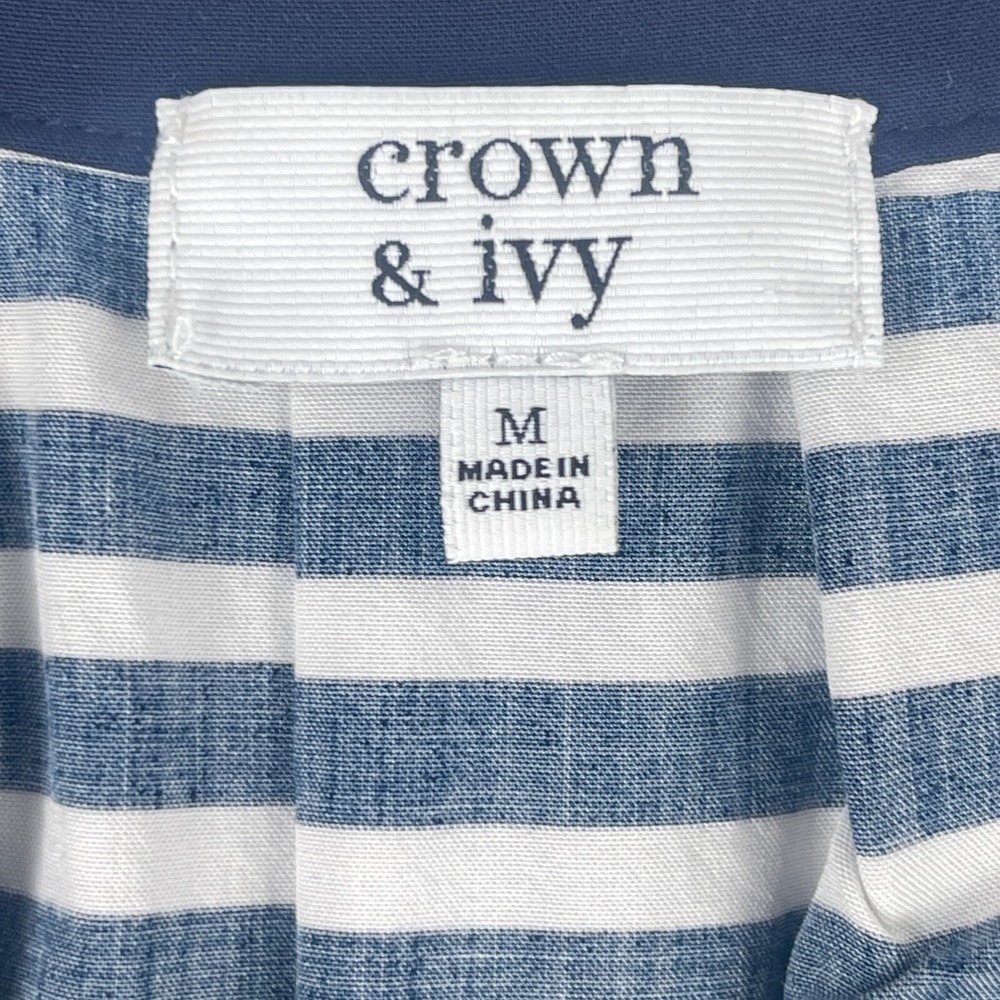 Crown & Ivy Blue White Pineapple‎ Print Tank Top Womens V-Neck Size Medium - Picture 6 of 8